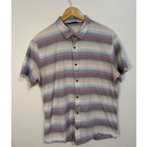 TravisMathew Other - TravisMathew Mens Large Short Sleeve Button Down Striped Golf Shirt Blue Red